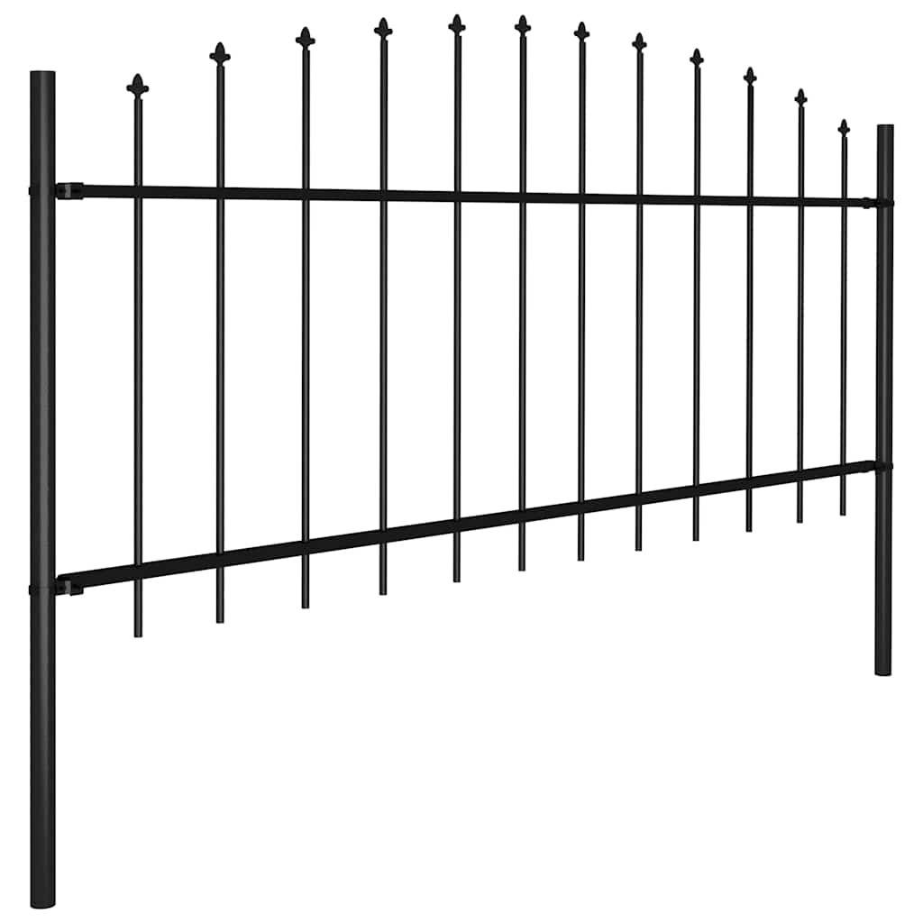 Valla de jardín con punta de lanza acero negro (0,5-0,75)x11,9m
