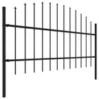Valla de jardín con punta de lanza de acero 1426x100 cm negra