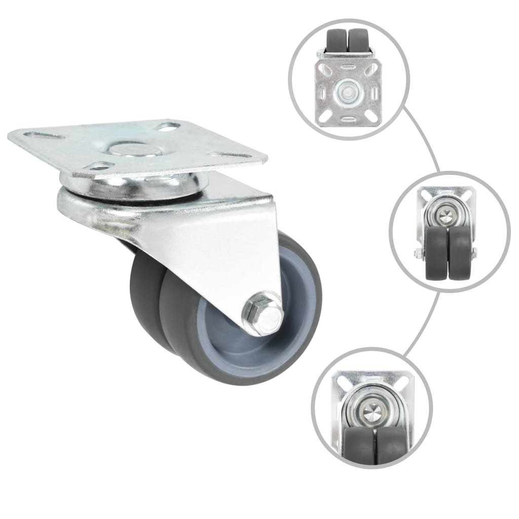 Ruedas dobles giratorias 16 unidades 50 mm