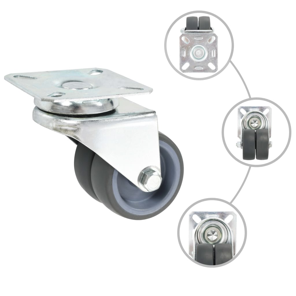 Ruedas dobles giratorias 24 unidades 50 mm