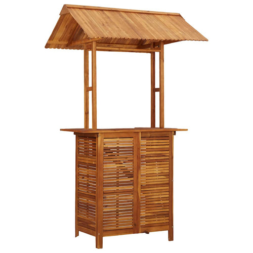 Mesa de bar de jardim com telhado de madeira de acácia 113x106x217 cm