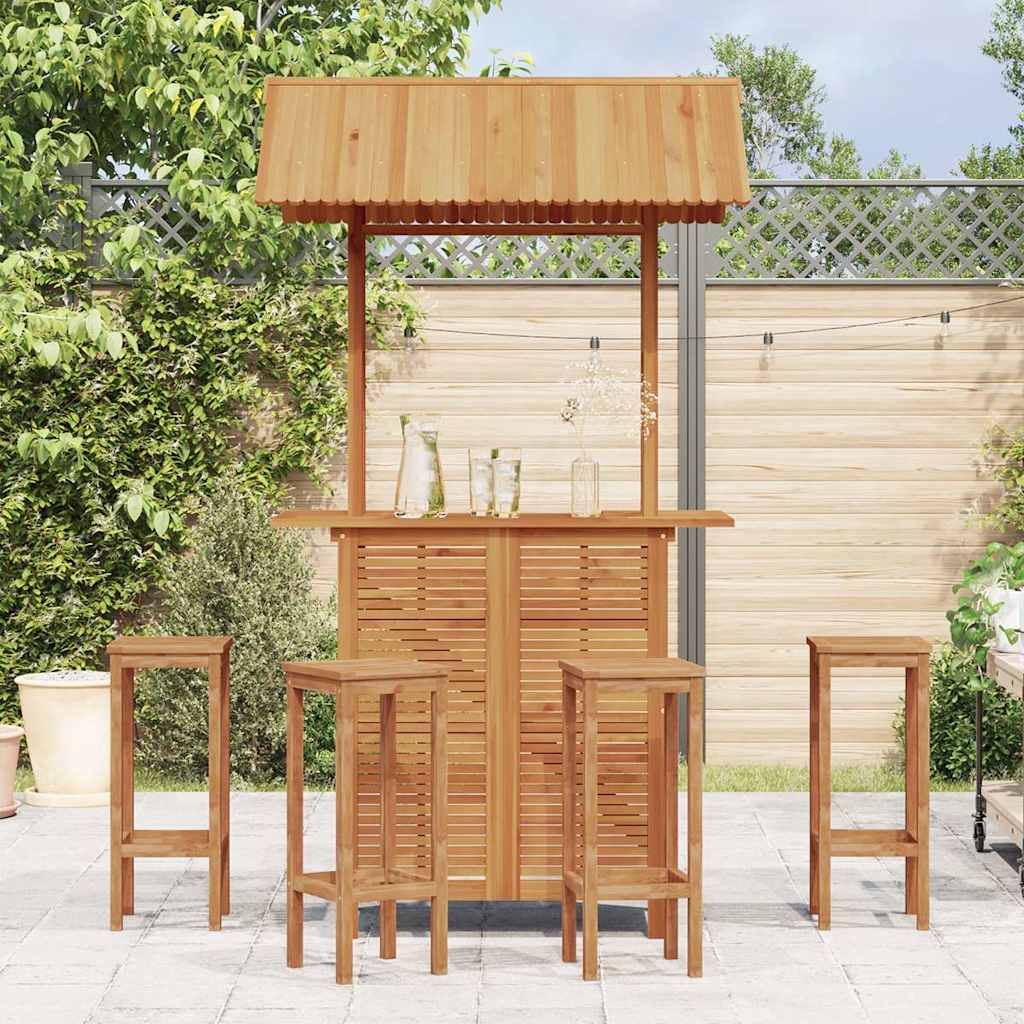 Mesa de bar jardín con tejado madera de acacia 113x106x217 cm
