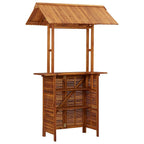 Mesa de bar jardín con tejado madera de acacia 113x106x217 cm