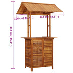 Mesa de bar jardín con tejado madera de acacia 113x106x217 cm