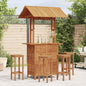 Acacia Wood Garden Bar Table with Roof 113x106x217 cm