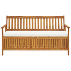 Banco de almacenaje con cojín de madera maciza de acacia 148 cm