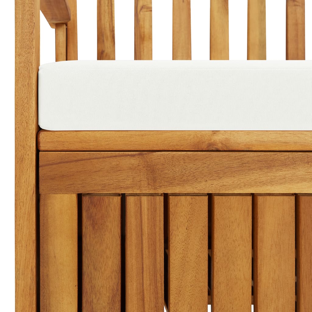 Banco de almacenaje con cojín de madera maciza de acacia 148 cm