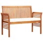 Banco de jardín 2 plazas con cojín madera maciza acacia 120 cm