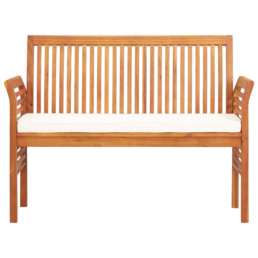 Banco de jardín 2 plazas con cojín madera maciza acacia 120 cm