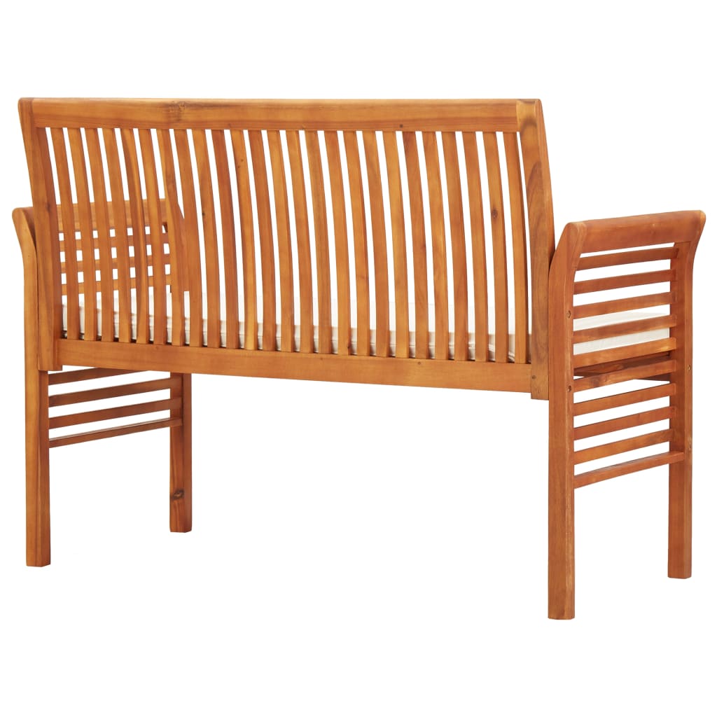 Banco de jardín 2 plazas con cojín madera maciza acacia 120 cm