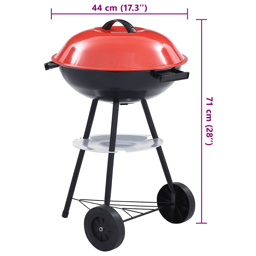 Churrasqueira a carvão portátil com rodas XXL 44 cm