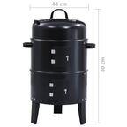Barbacoa ahumador de carbón 3 en 1 40x80 cm