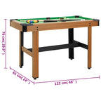 Mesa de billar de 4 pies marrón 122x61x76 cm
