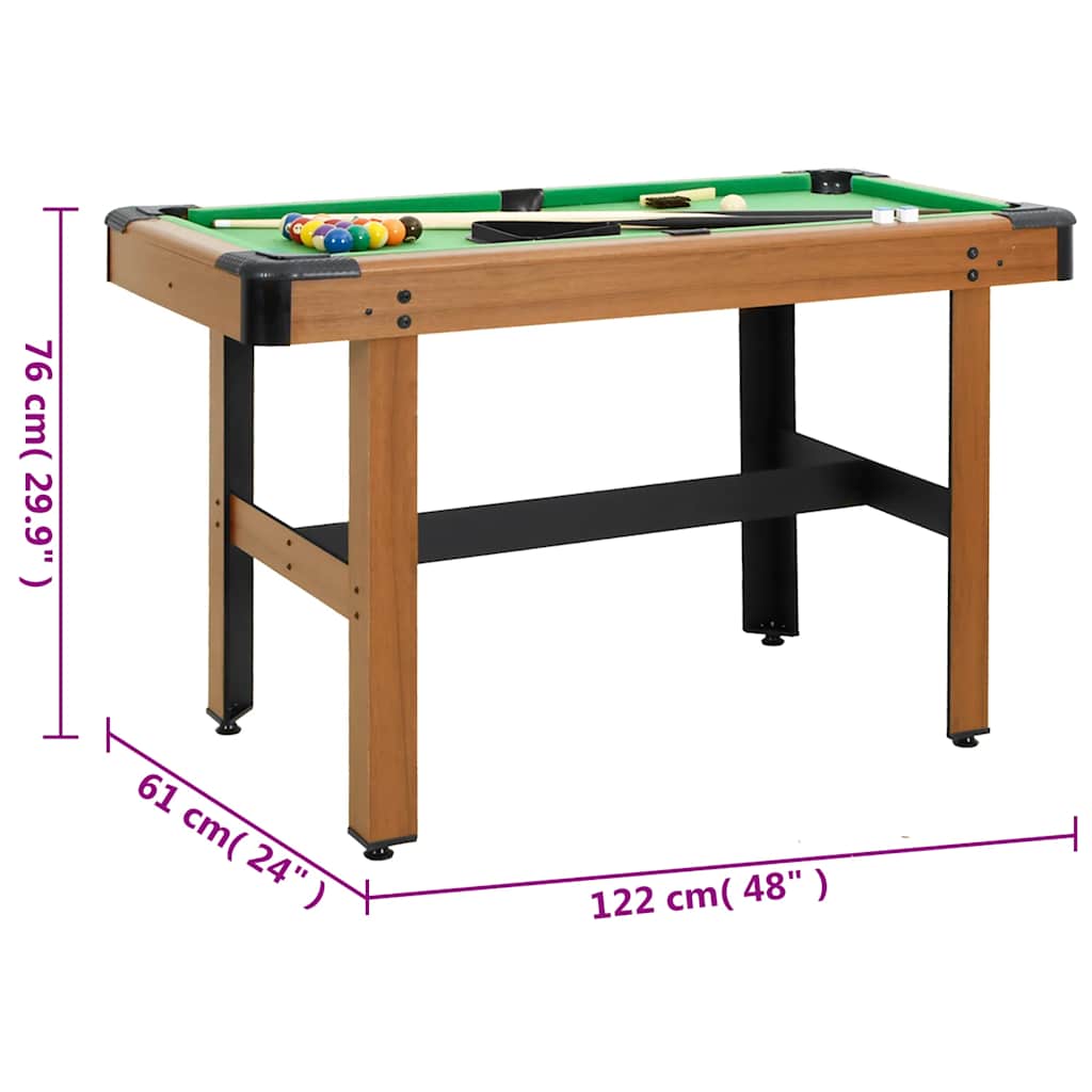 Mesa de billar de 4 pies marrón 122x61x76 cm