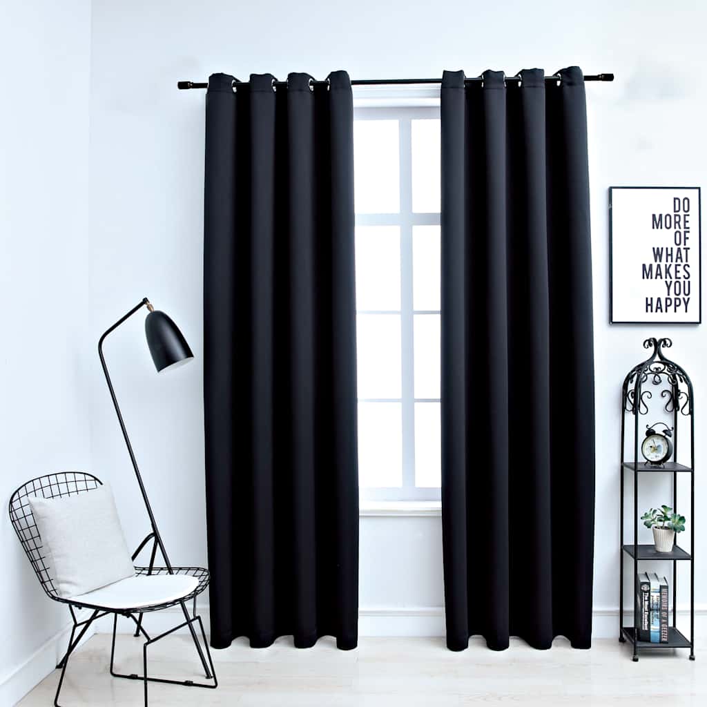 Cortinas opacas anillas de metal 2 pzas blanco crudo 140x225 cm