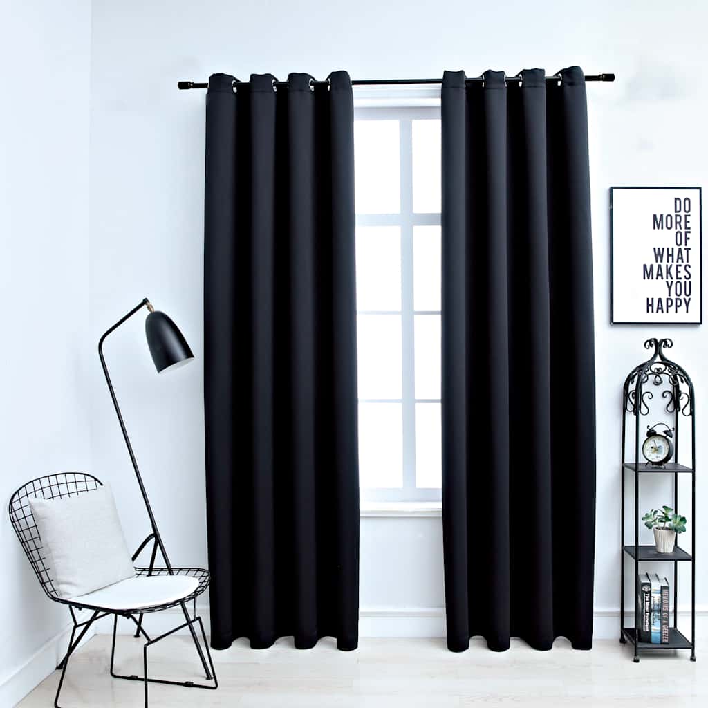 Cortinas opacas anillas de metal 2 pzas blanco crudo 140x225 cm