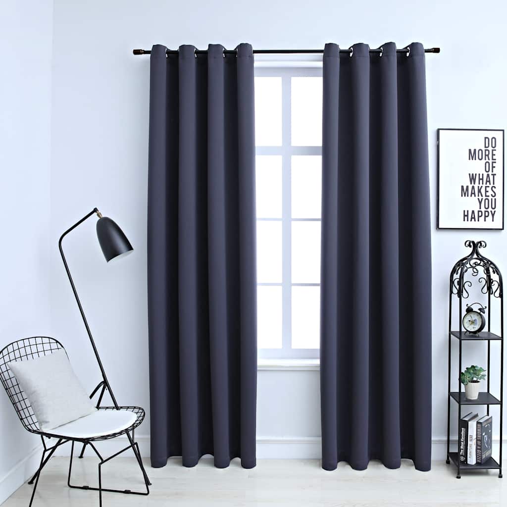 Cortinas opacas anillas de metal 2 pzas blanco crudo 140x225 cm