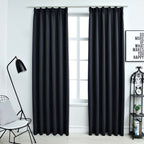 Cortinas opacas anillas de metal 2 pzas blanco crudo 140x225 cm