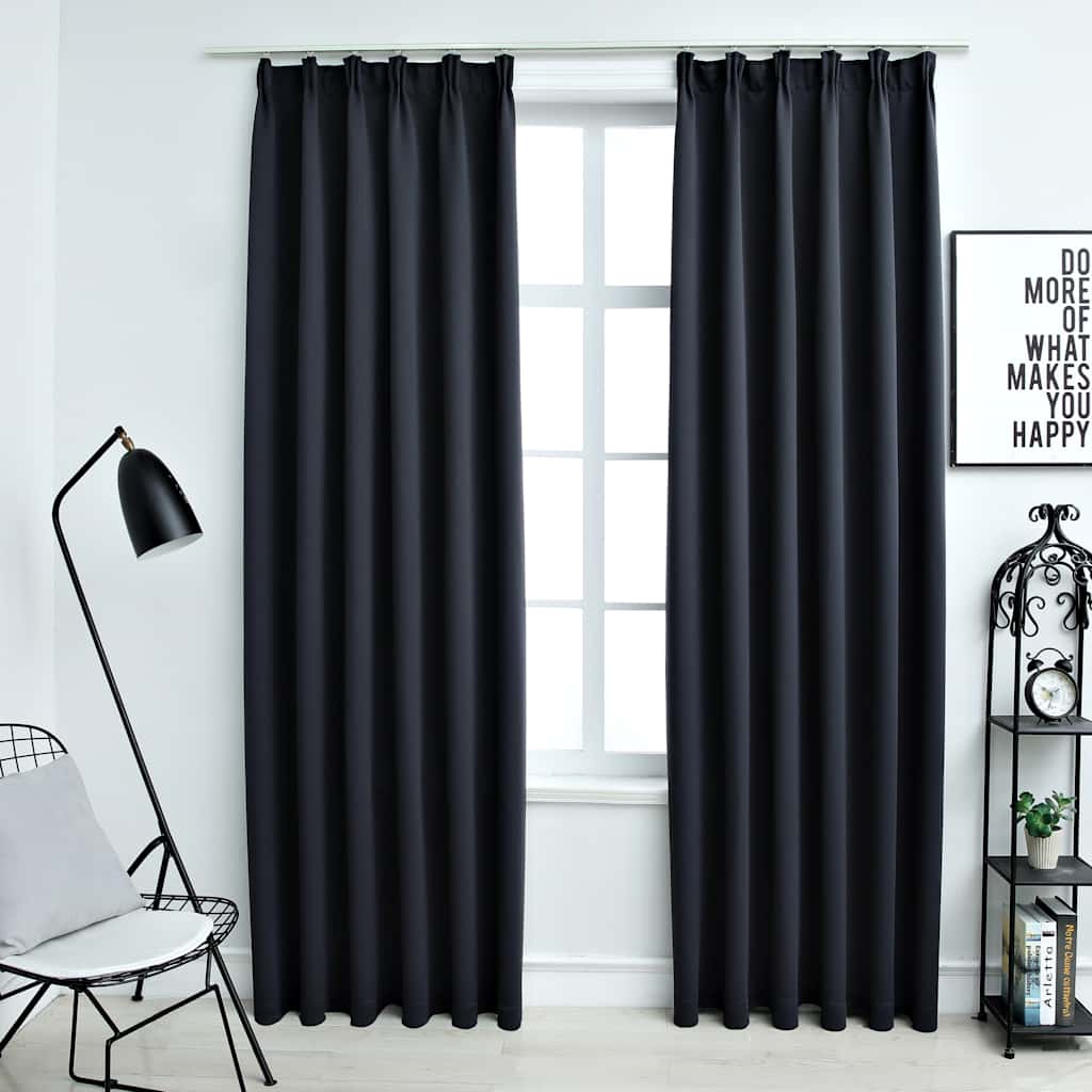 Cortinas opacas anillas de metal 2 pzas blanco crudo 140x225 cm
