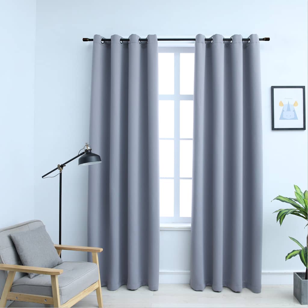 Cortinas opacas anillas de metal 2 pzas blanco crudo 140x225 cm