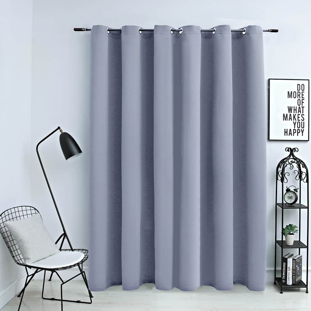 Cortina opaca com anéis de metal azul 290x245 cm