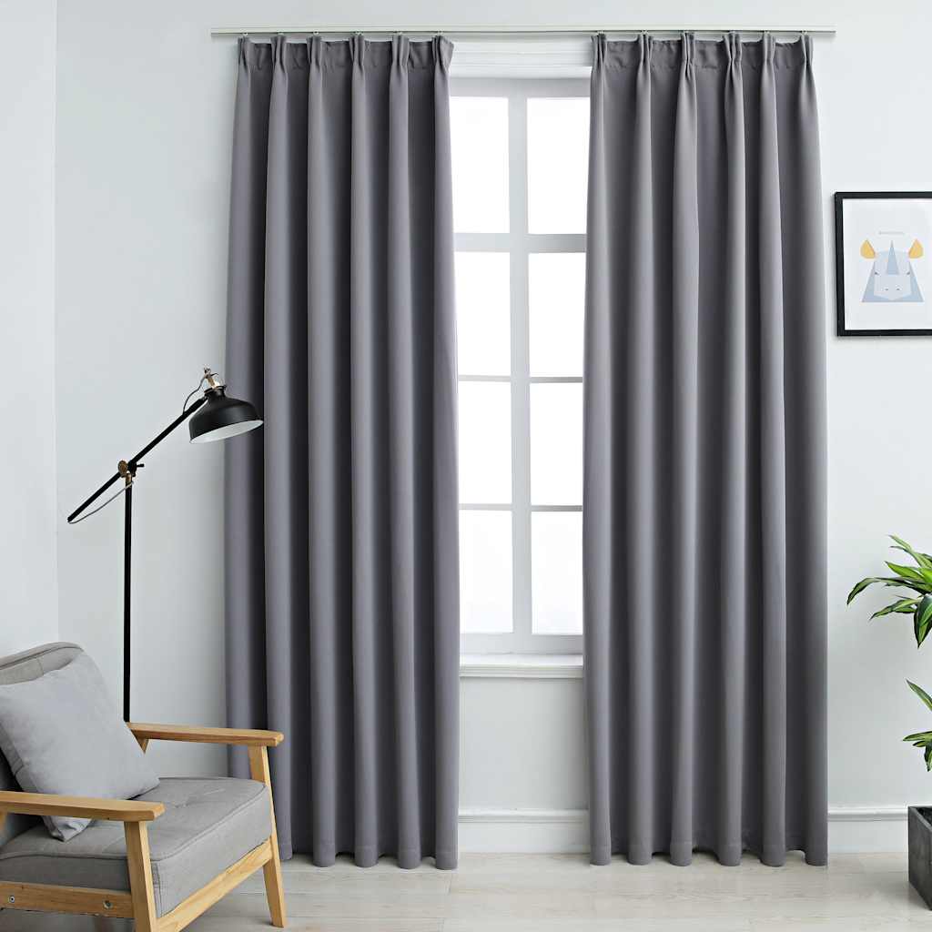 Cortinas opacas anillas de metal 2 pzas blanco crudo 140x225 cm