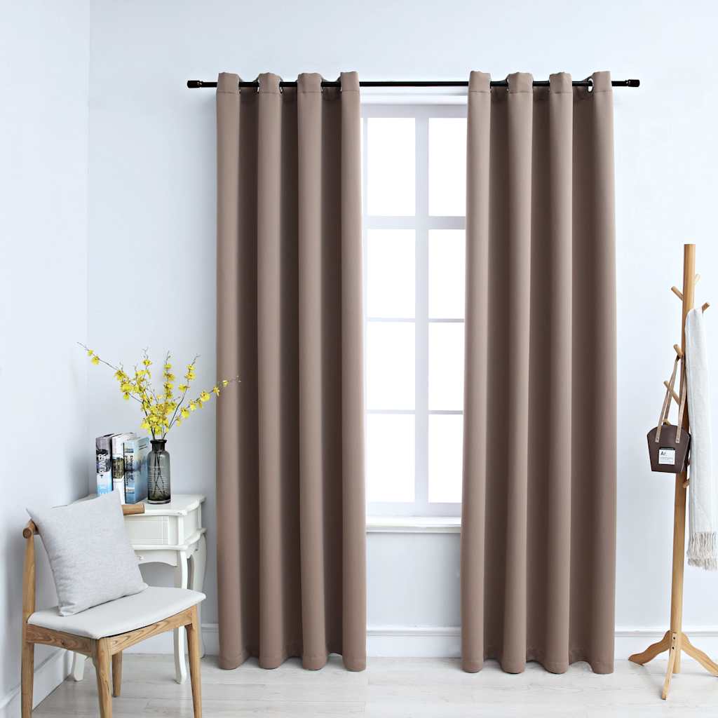 Cortinas opacas anillas de metal 2 pzas blanco crudo 140x225 cm