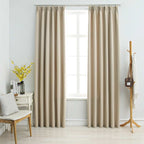 Cortinas opacas anillas de metal 2 pzas blanco crudo 140x225 cm