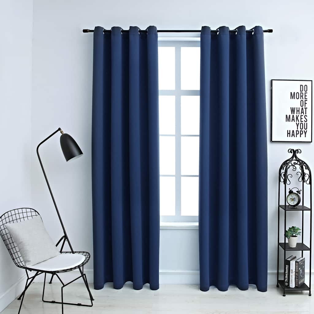 Cortinas opacas anillas de metal 2 pzas blanco crudo 140x225 cm