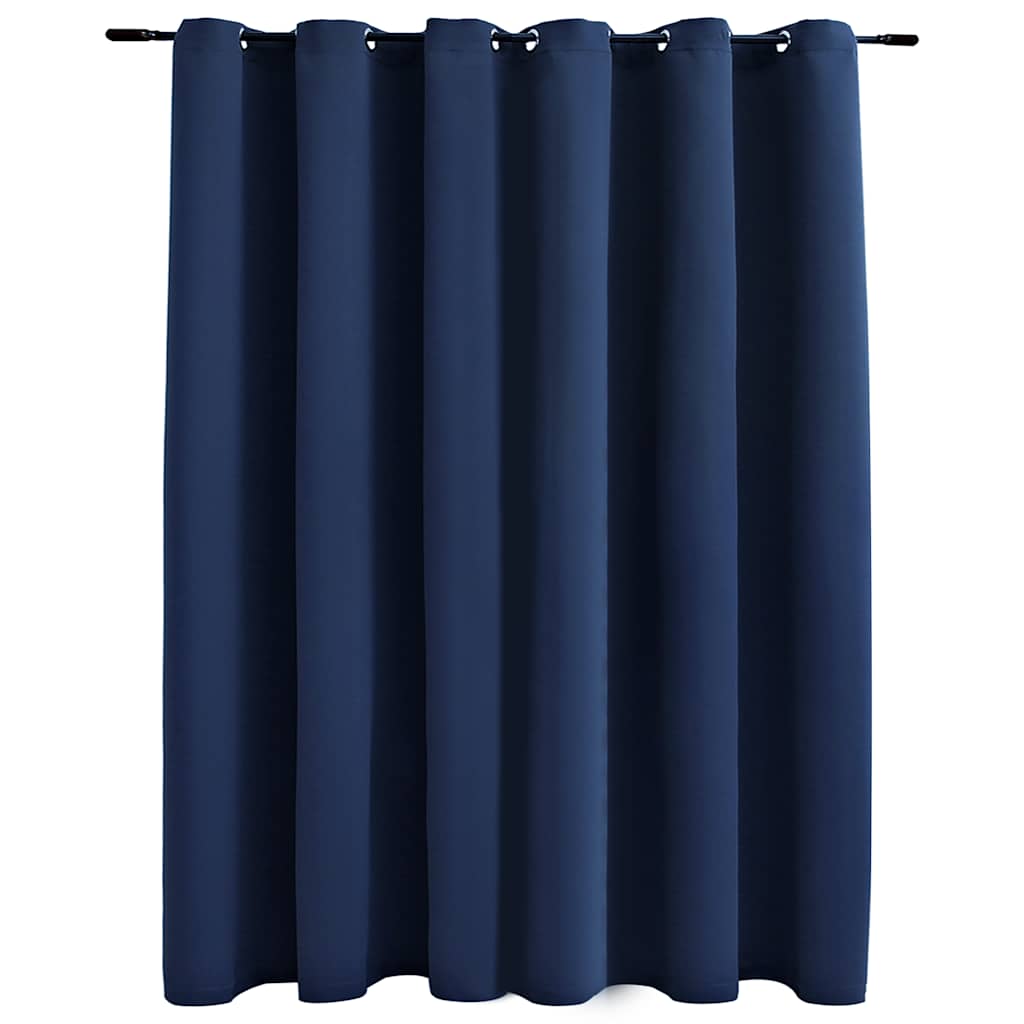Cortina opaca con anillas de metal azul 290x245 cm