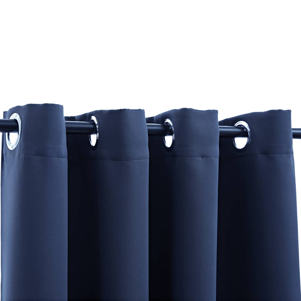 Cortina opaca con anillas de metal azul 290x245 cm