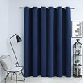 Cortina opaca con anillas de metal azul 290x245 cm