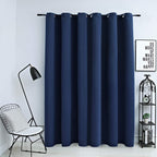 Cortina opaca con anillas de metal azul 290x245 cm