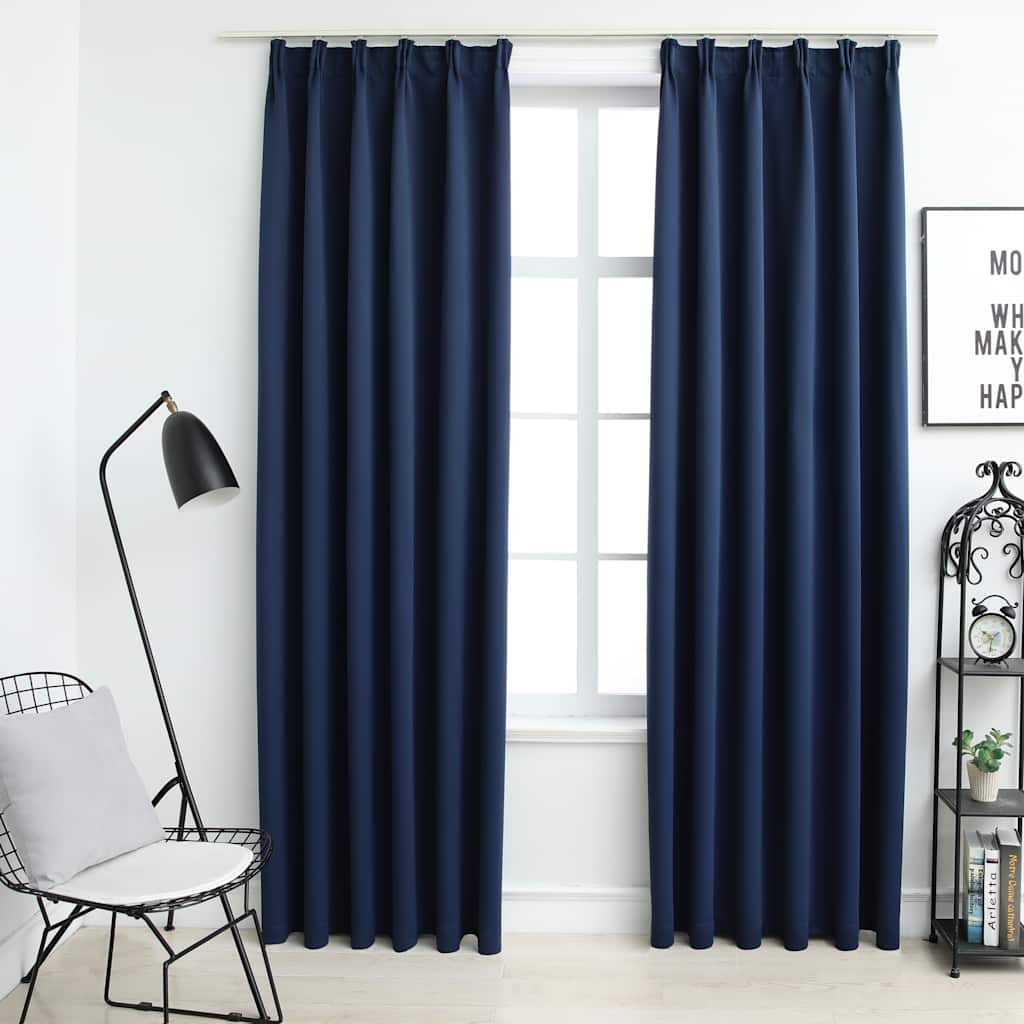 Cortinas opacas anillas de metal 2 pzas blanco crudo 140x225 cm