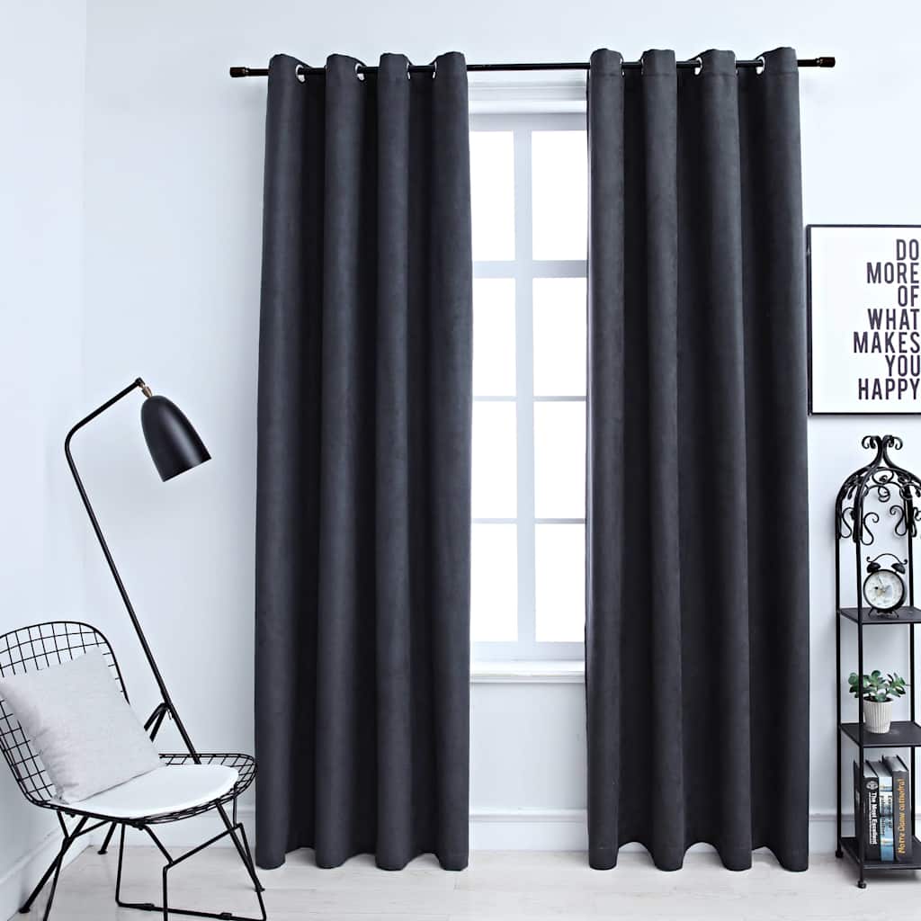 Cortinas opacas anillas de metal 2 pzas blanco crudo 140x225 cm