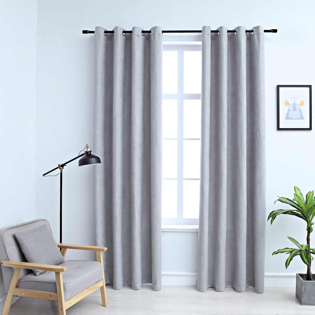 Cortinas opacas anillas de metal 2 pzas blanco crudo 140x225 cm