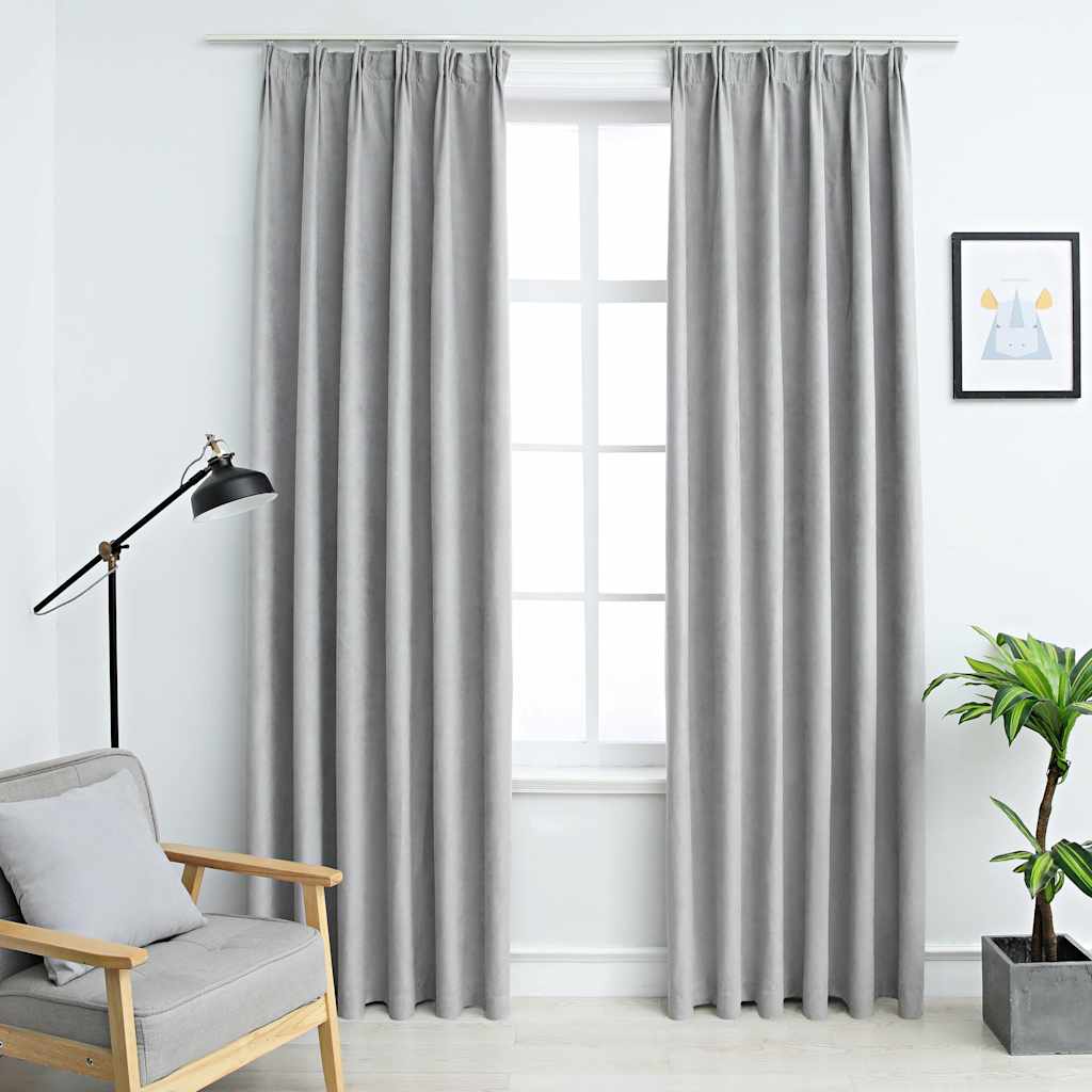 Cortinas opacas anillas de metal 2 pzas blanco crudo 140x225 cm