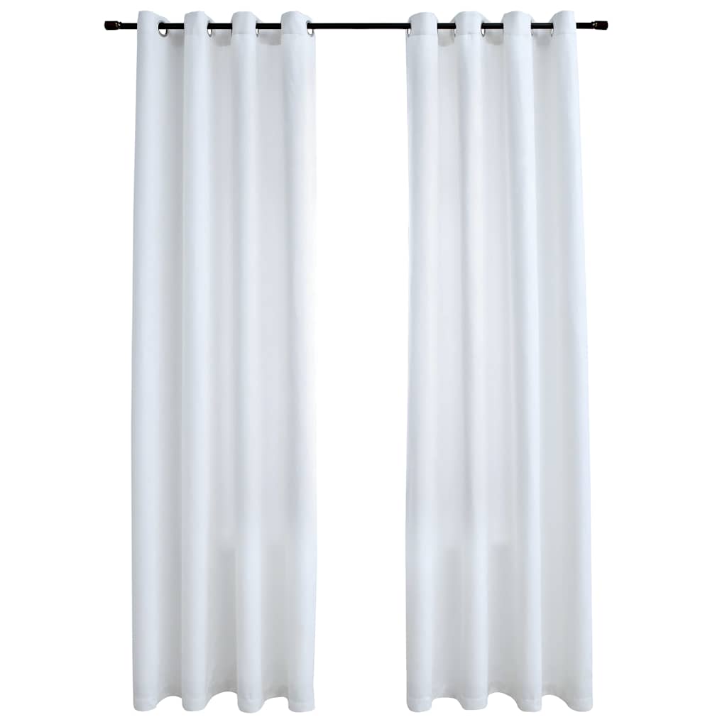Cortinas opacas anillas de metal 2 pzas blanco crudo 140x225 cm