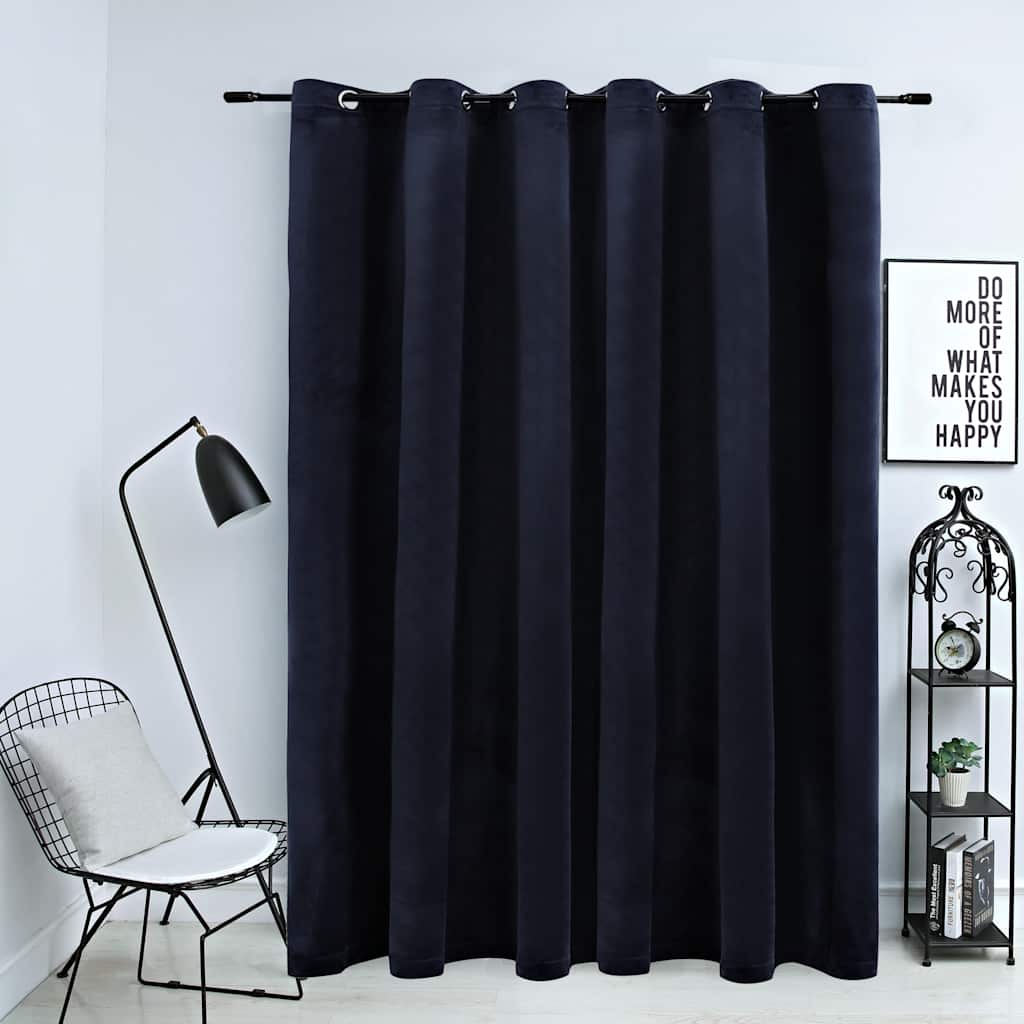 Cortina opaca com argolas de metal aveludada bege 290x245 cm