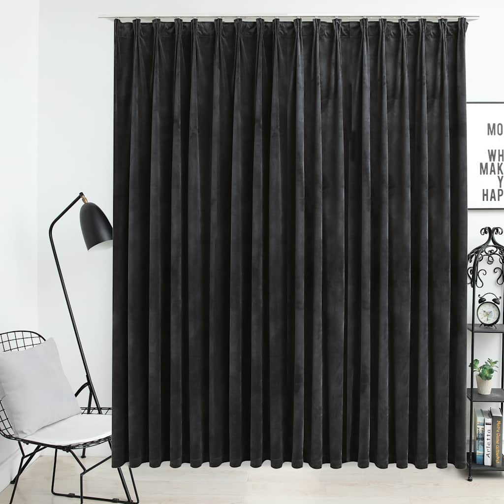 Cortina opaca com argolas de metal aveludada bege 290x245 cm