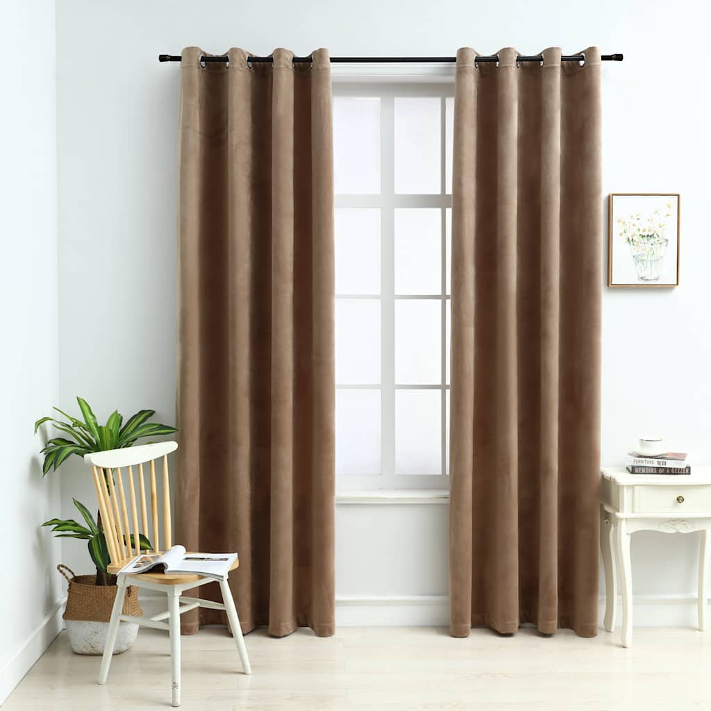 Cortinas opacas com ilhós 2 pçs veludo azul-escuro 140x175cm
