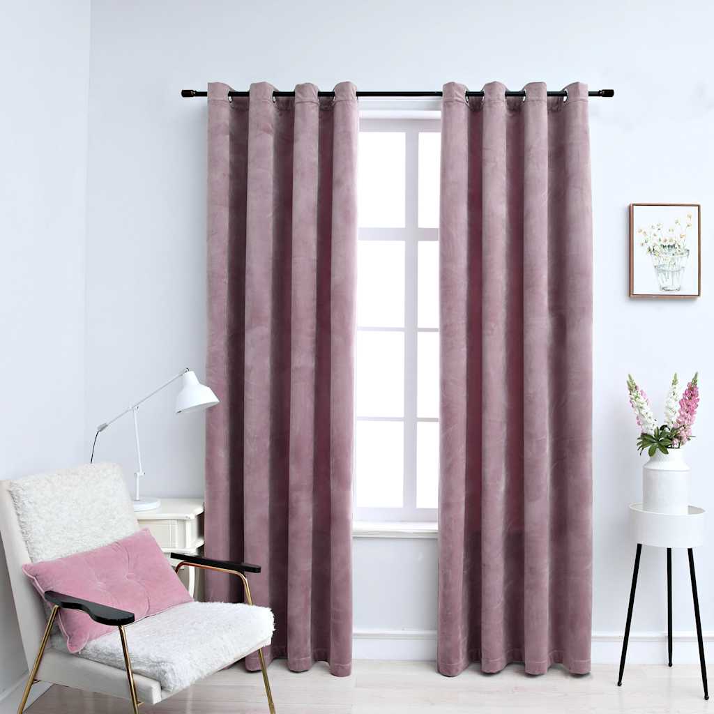 Cortinas opacas com ilhós 2 pçs veludo azul-escuro 140x175cm