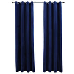 Cortinas opacas anillas 2 pzas terciopelo azul oscuro 140x175cm