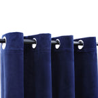 Cortinas opacas anillas 2 pzas terciopelo azul oscuro 140x175cm