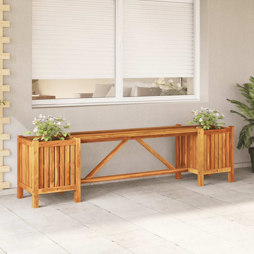 Banco de jardín con 2 jardineras acacia maciza 117x117x40 cm