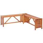 Banco de jardín con 2 jardineras acacia maciza 117x117x40 cm