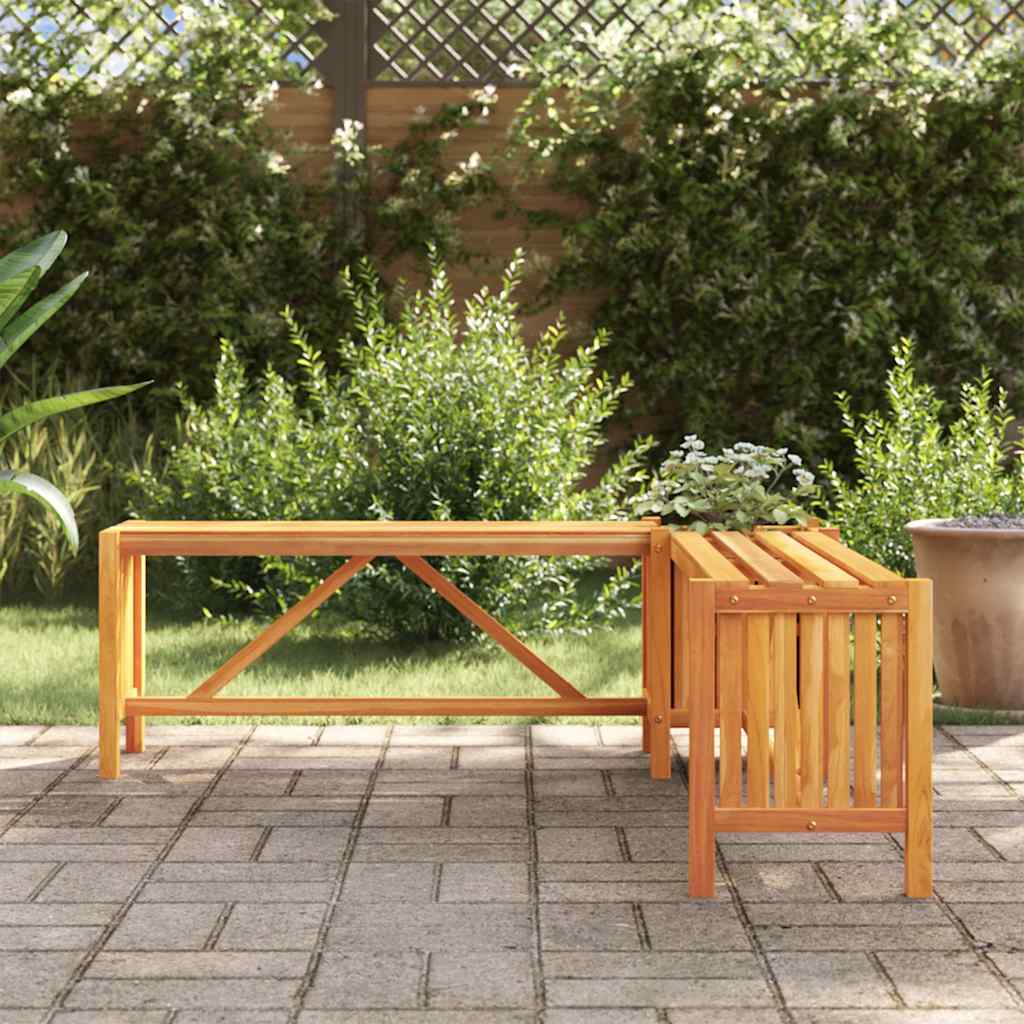 Banco de jardín con 2 jardineras acacia maciza 117x117x40 cm