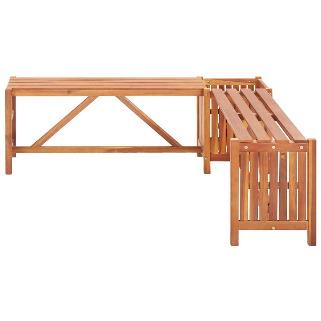 Banco de jardín con 2 jardineras acacia maciza 117x117x40 cm