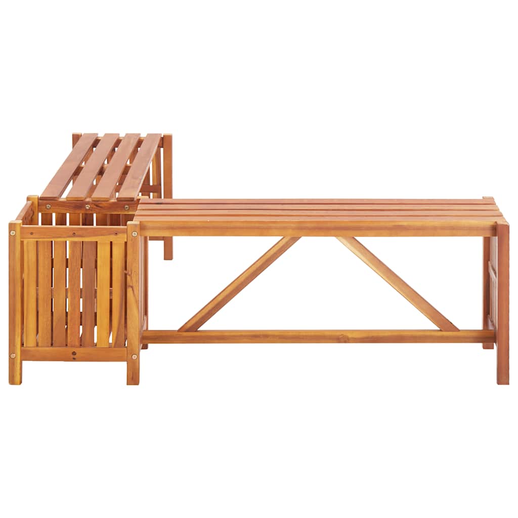 Banco de jardín con 2 jardineras acacia maciza 117x117x40 cm