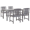 Set de comedor de jardín 5 piezas madera maciza de acacia gris